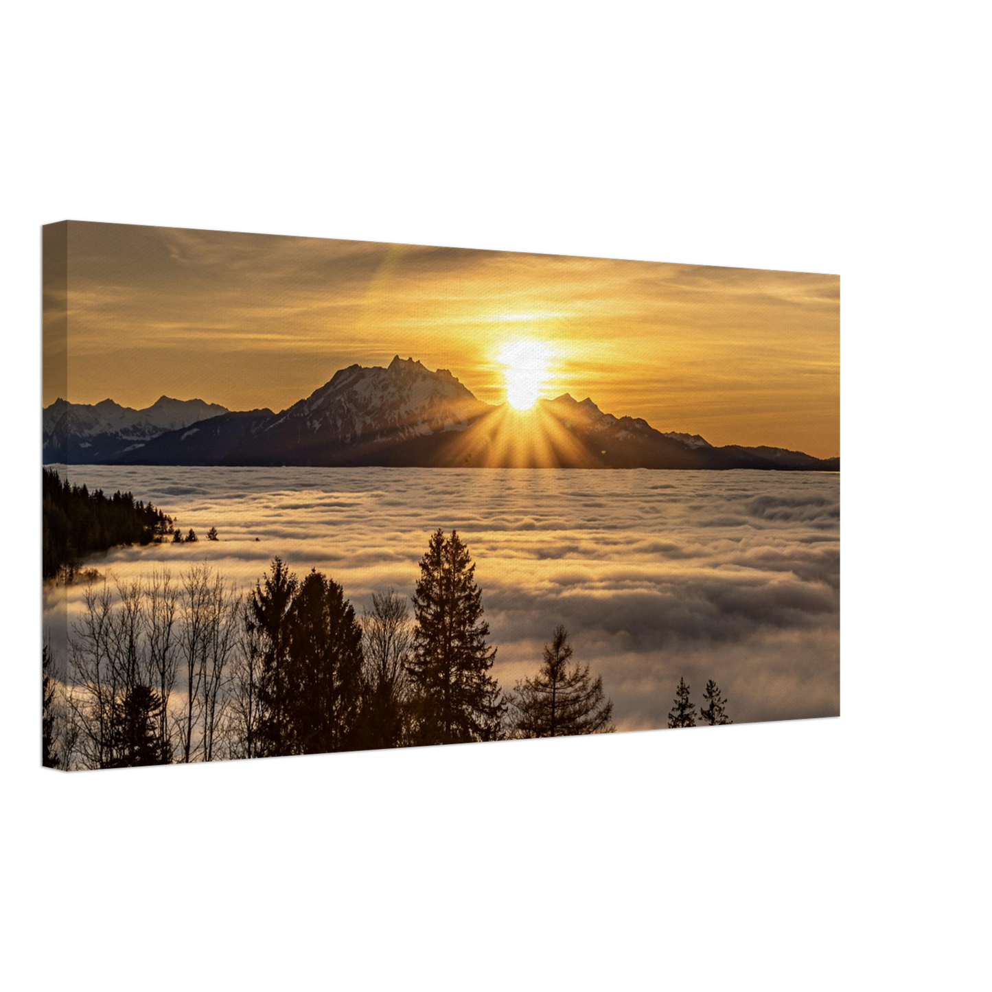 Nebelmeer Sonnenuntergang auf Leinwand