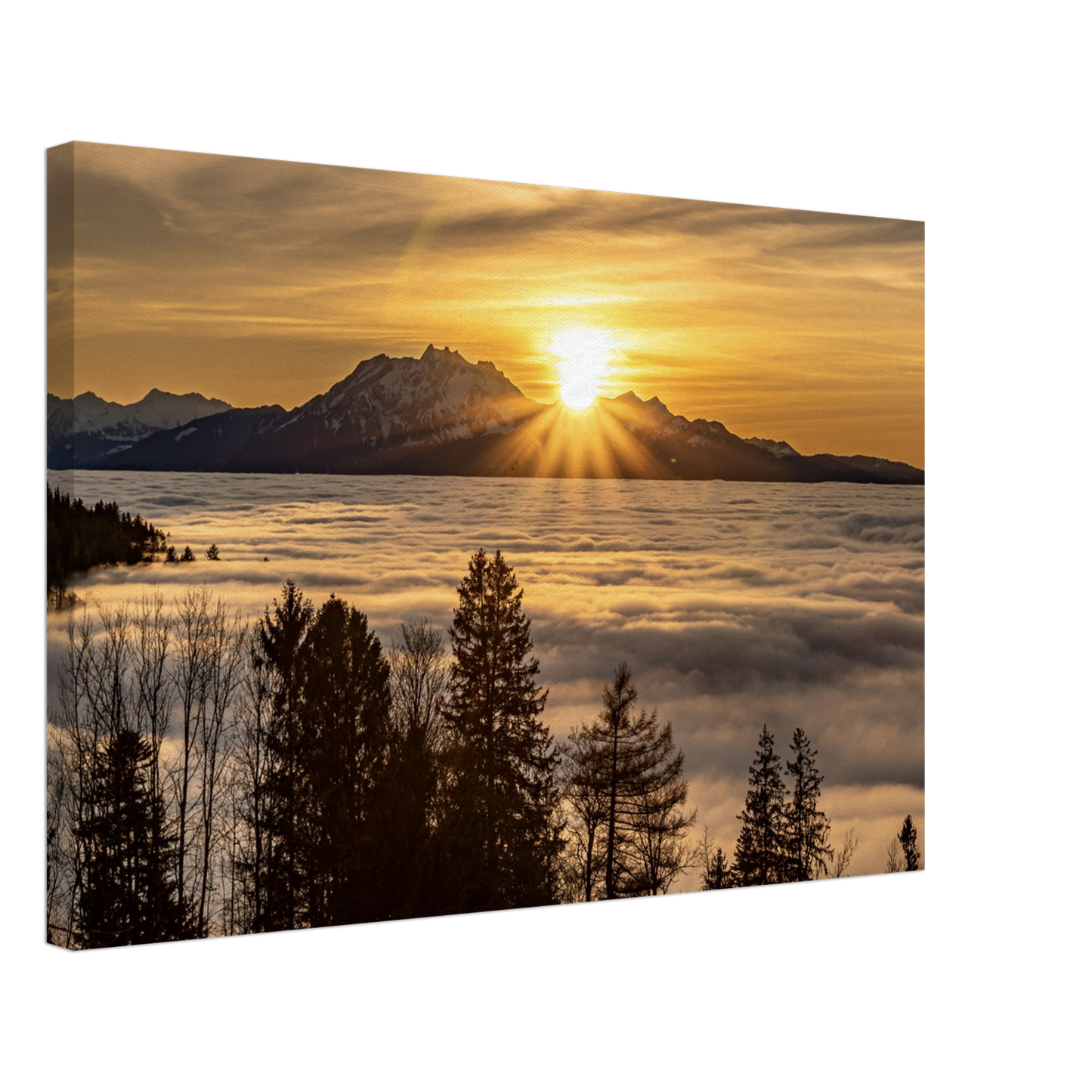 Nebelmeer Sonnenuntergang auf Leinwand