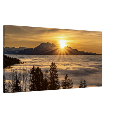 Nebelmeer Sonnenuntergang auf Leinwand