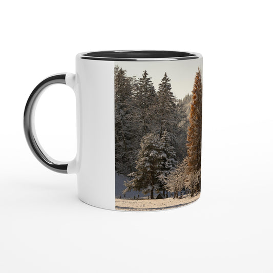 Winter Landscape Ceramic Mug - Colored Rim &amp; Handle