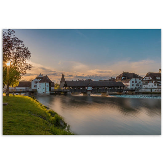 Altstadt Bremgarten mit Reussbrücke - Premium Poster