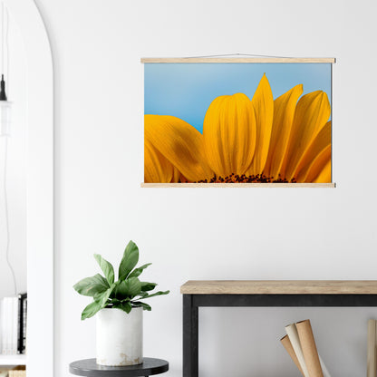 Sonnenblume Nahaufnahme Premium Poster mit Holzeisten