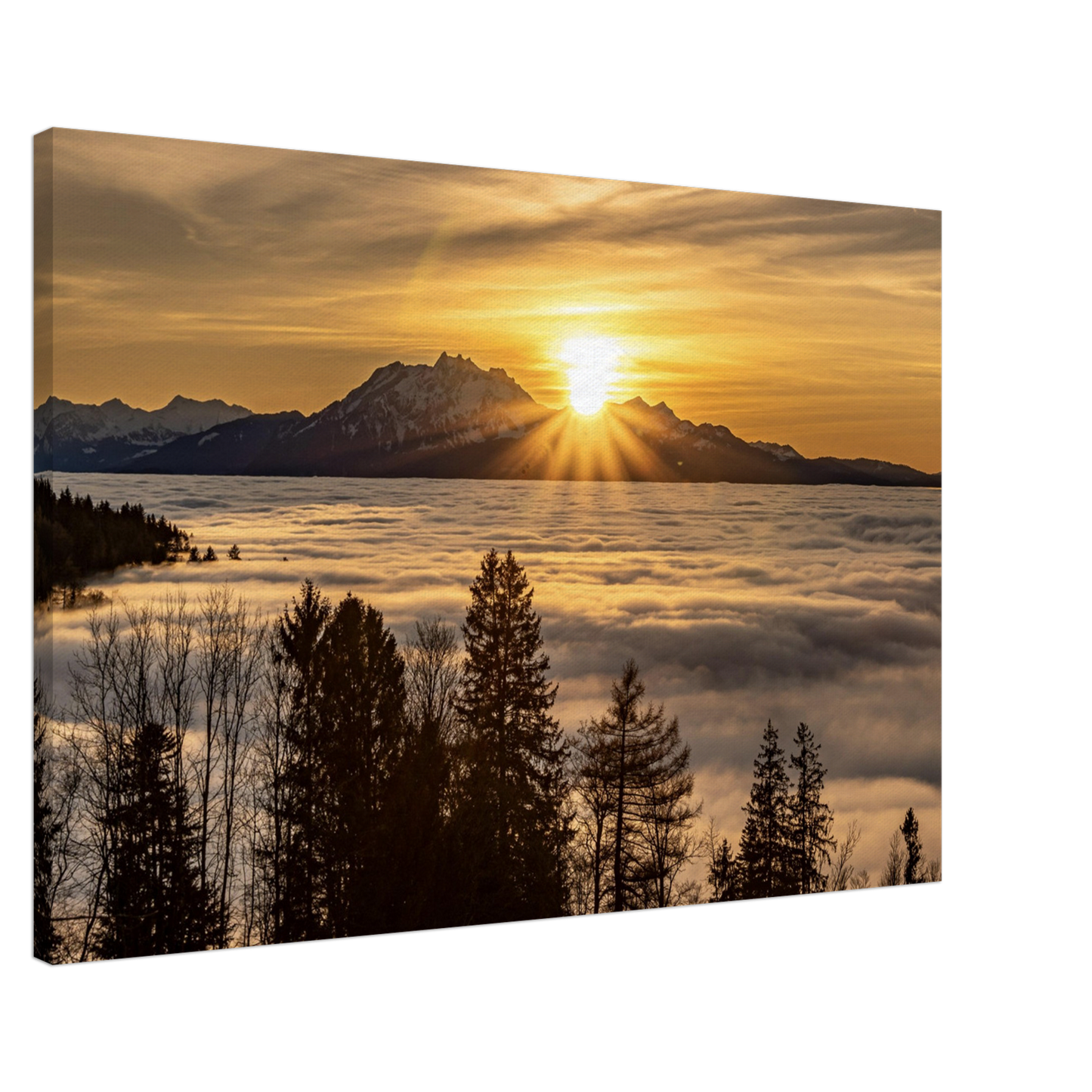 Nebelmeer Sonnenuntergang auf Leinwand