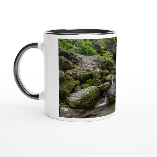 Schwarzenbach Wasserfall Keramiktasse - Farbiger Rand & Griff