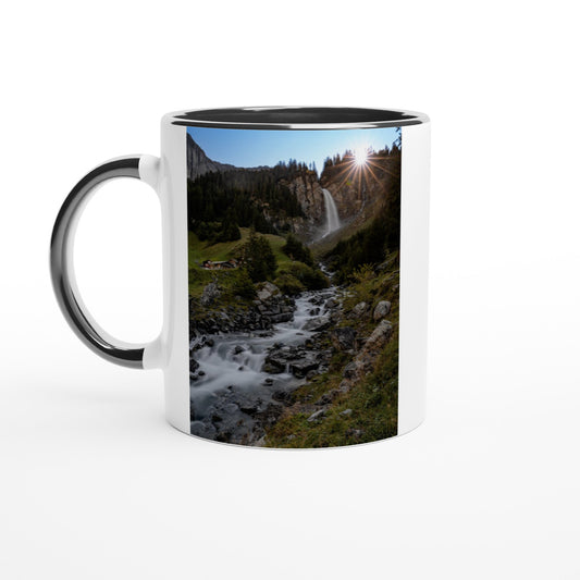 Stäubifall Wasserfall Keramiktasse - Farbiger Rand & Griff