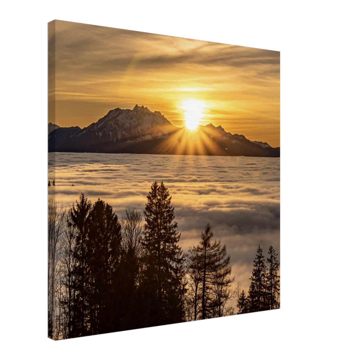 Nebelmeer Sonnenuntergang auf Leinwand