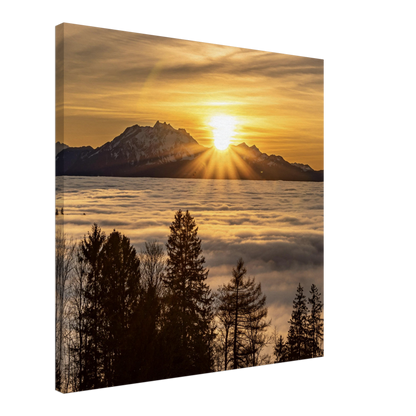 Nebelmeer Sonnenuntergang auf Leinwand